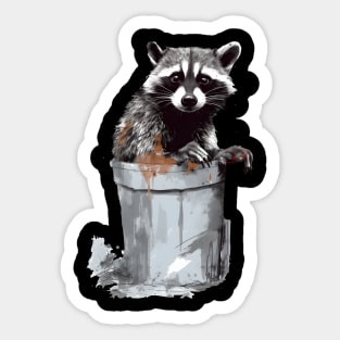 Cute Raccoon in a trash bin, trash panda Sticker